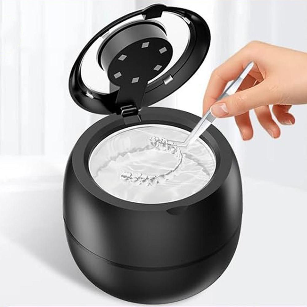 Ultrasonic Retainer Cleaner Machine 45kHz Ultrasonic Dentures Cleaner for Night Guards Braces Aligner Black - Image 2