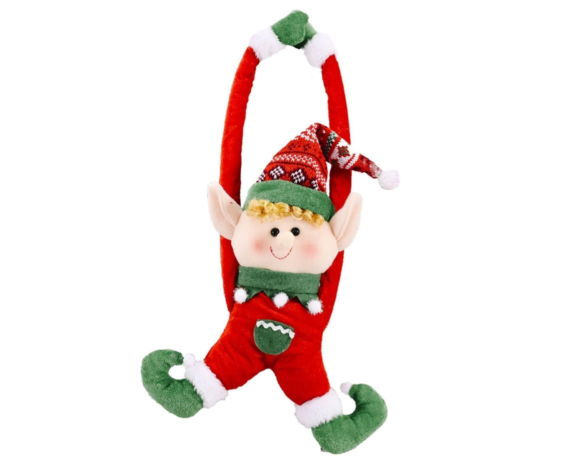 Cartoon Curtain Buckle Door Handle Pendant Holiday Decor Christmas Ornament Gift-Red - Image 1