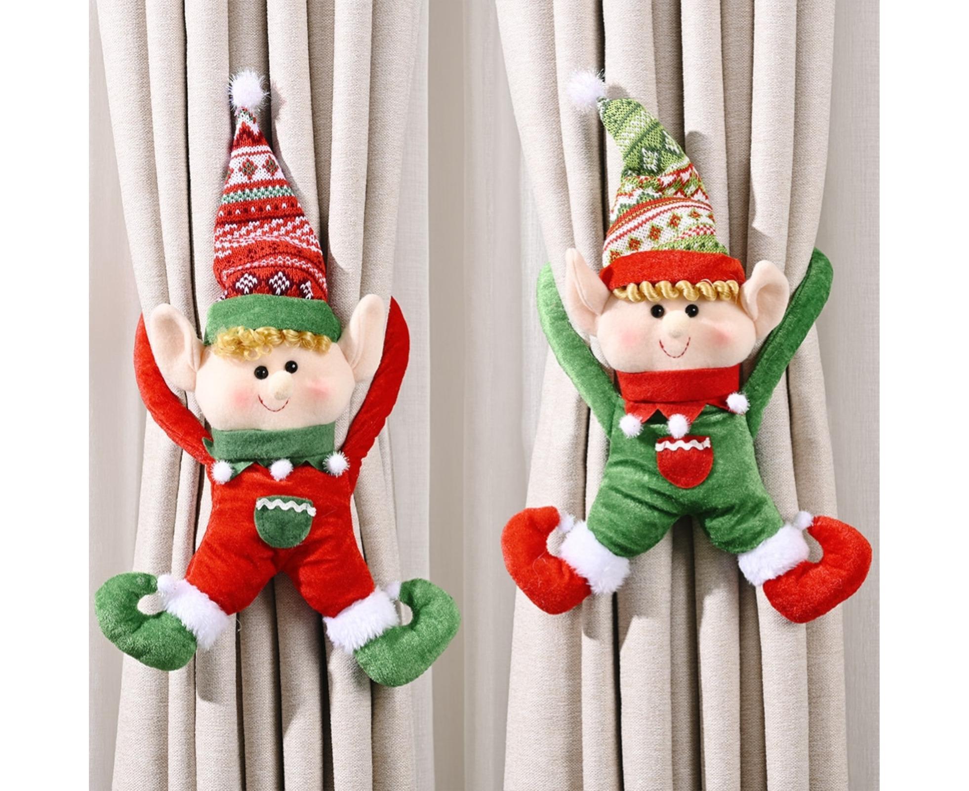 Cartoon Curtain Buckle Door Handle Pendant Holiday Decor Christmas Ornament Gift-Red - Image 2