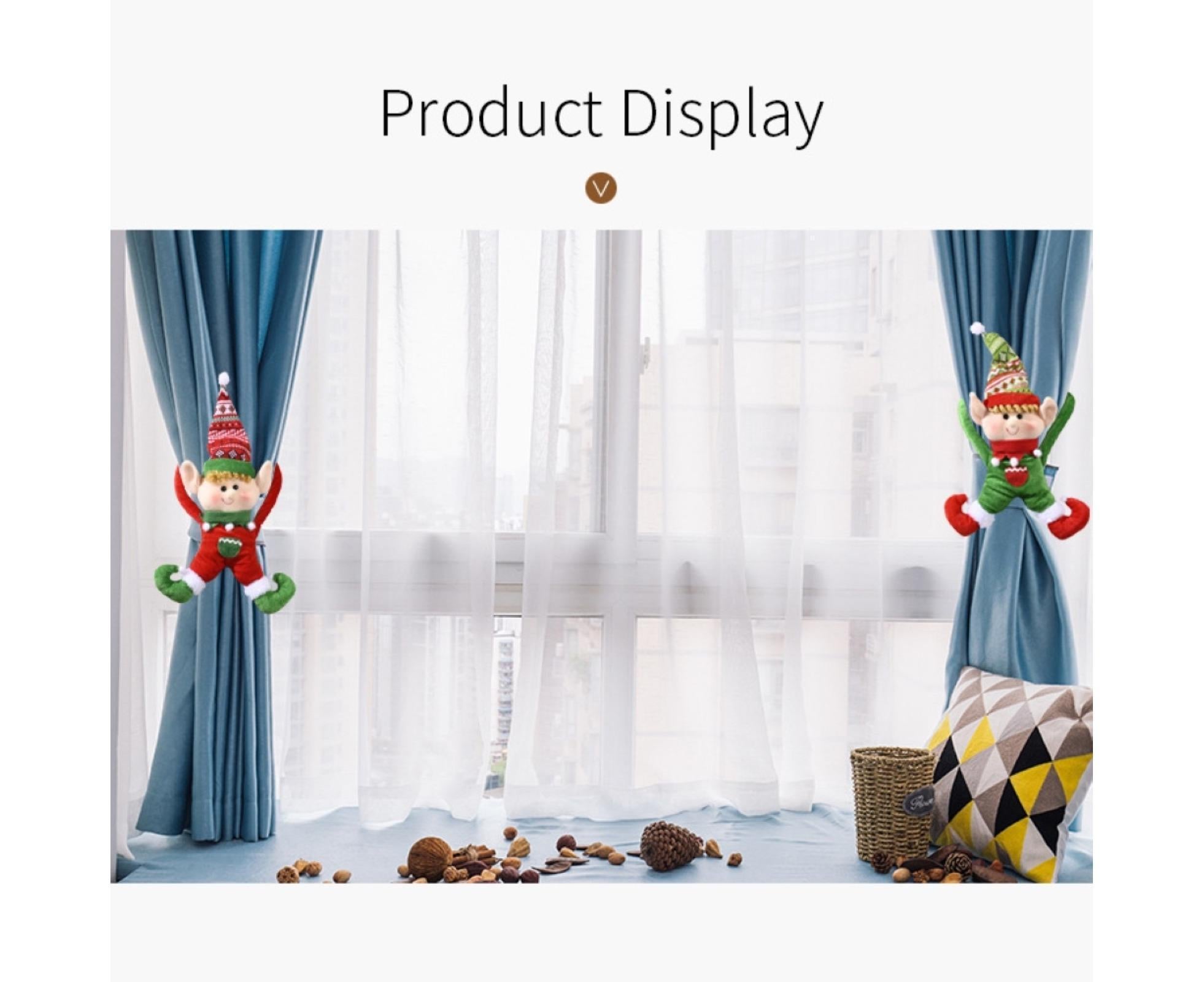Cartoon Curtain Buckle Door Handle Pendant Holiday Decor Christmas Ornament Gift-Red - Image 7