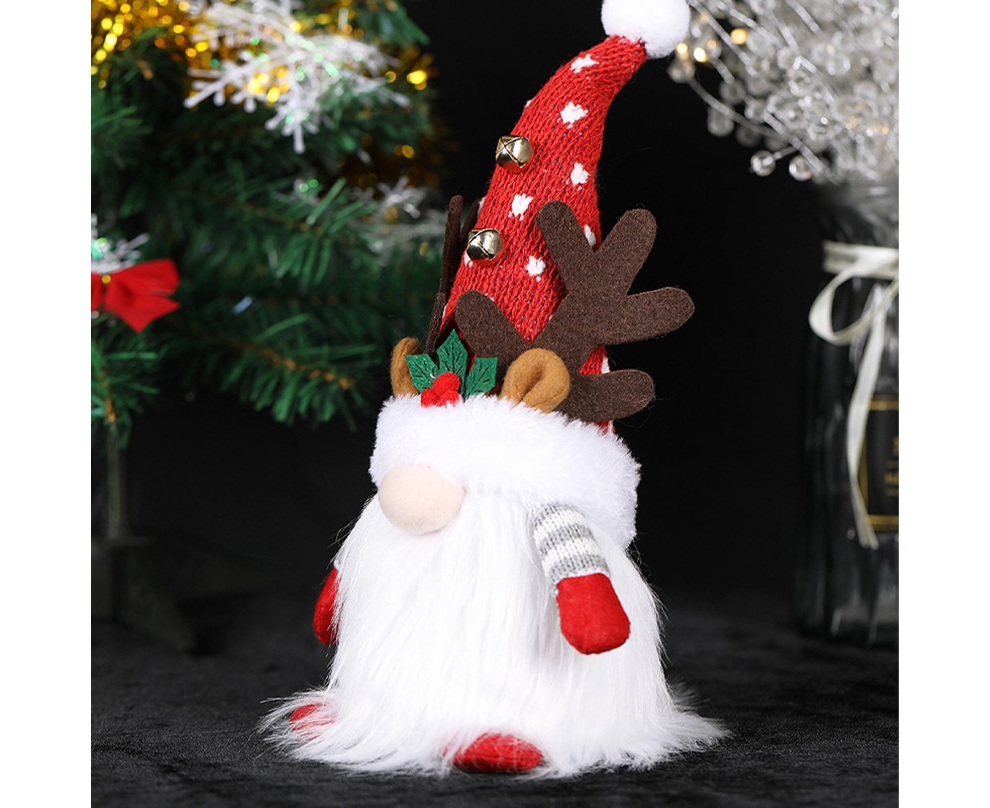 Antler Faceless Doll Music Luminous Xmas Pendant-Red 28cm - Image 2