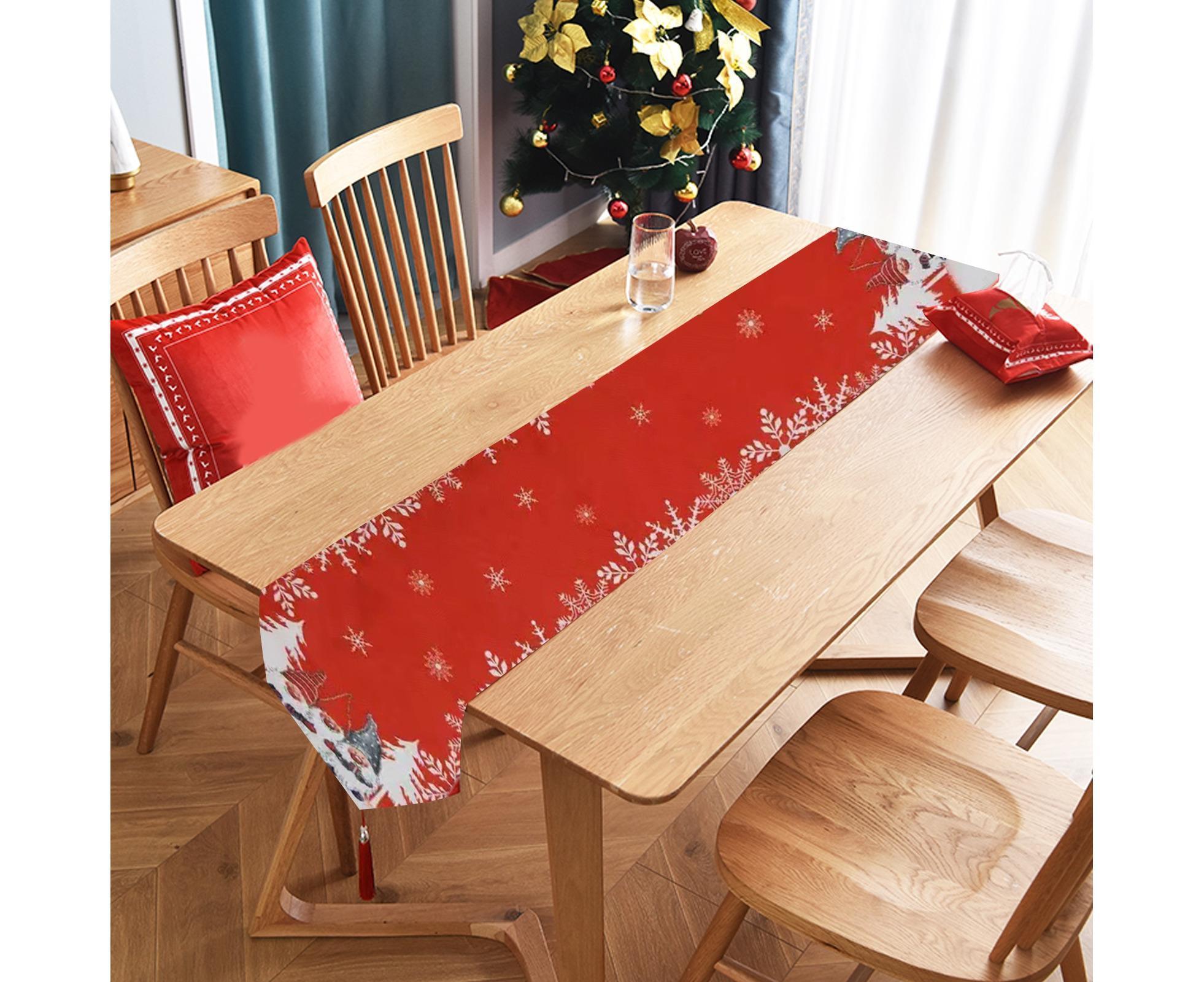 Xmas Tablecloth Non-woven Fabric Xmas Tree Print-Red - Image 2