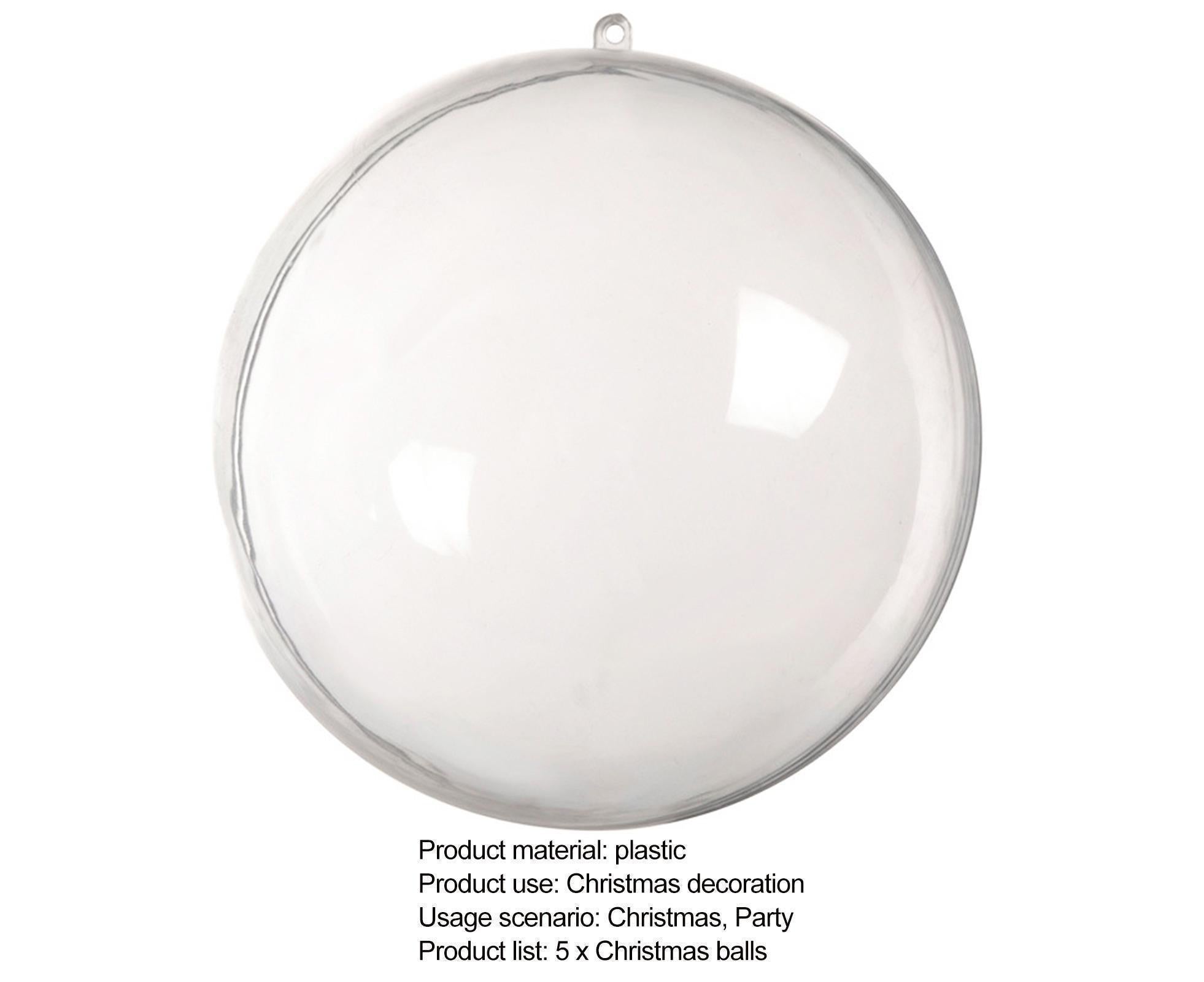 5Pcs Xmas Ball Transparent Fillable Shatterproof-9cm - Image 3