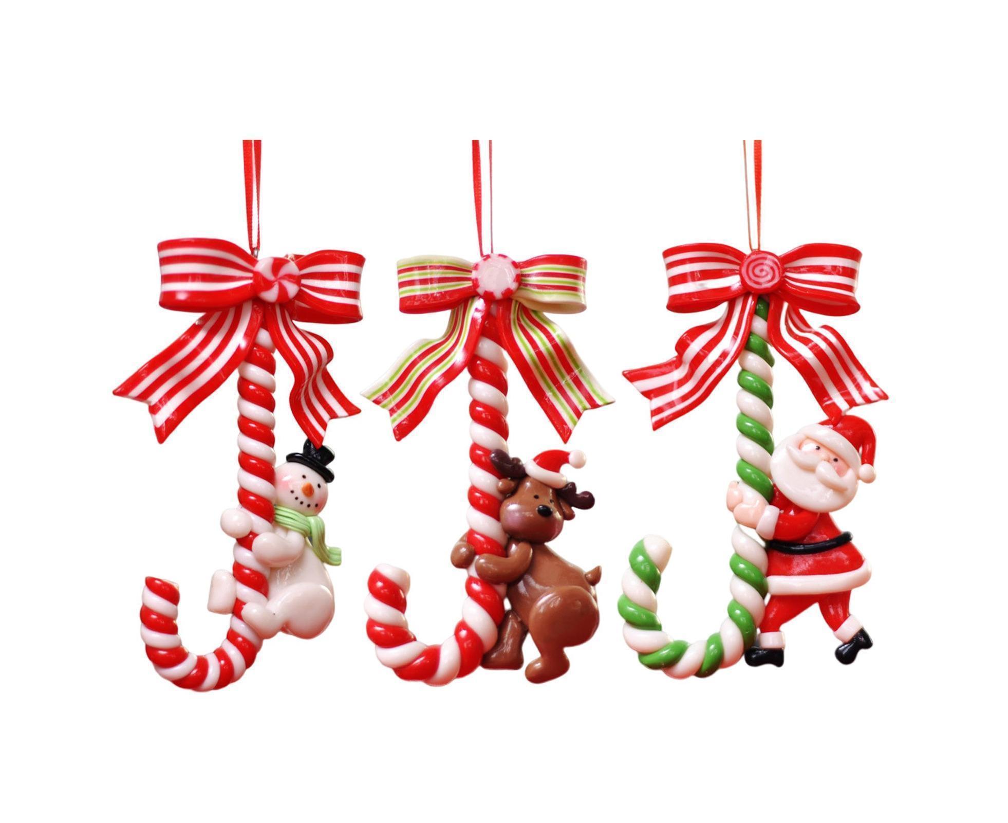 3Pcs Xmas Tree Pendant Candy Cane Crafts Soft Clay - Image 2