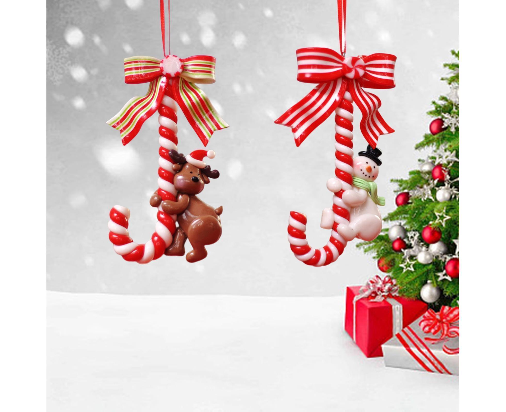 3Pcs Xmas Tree Pendant Candy Cane Crafts Soft Clay - Image 3