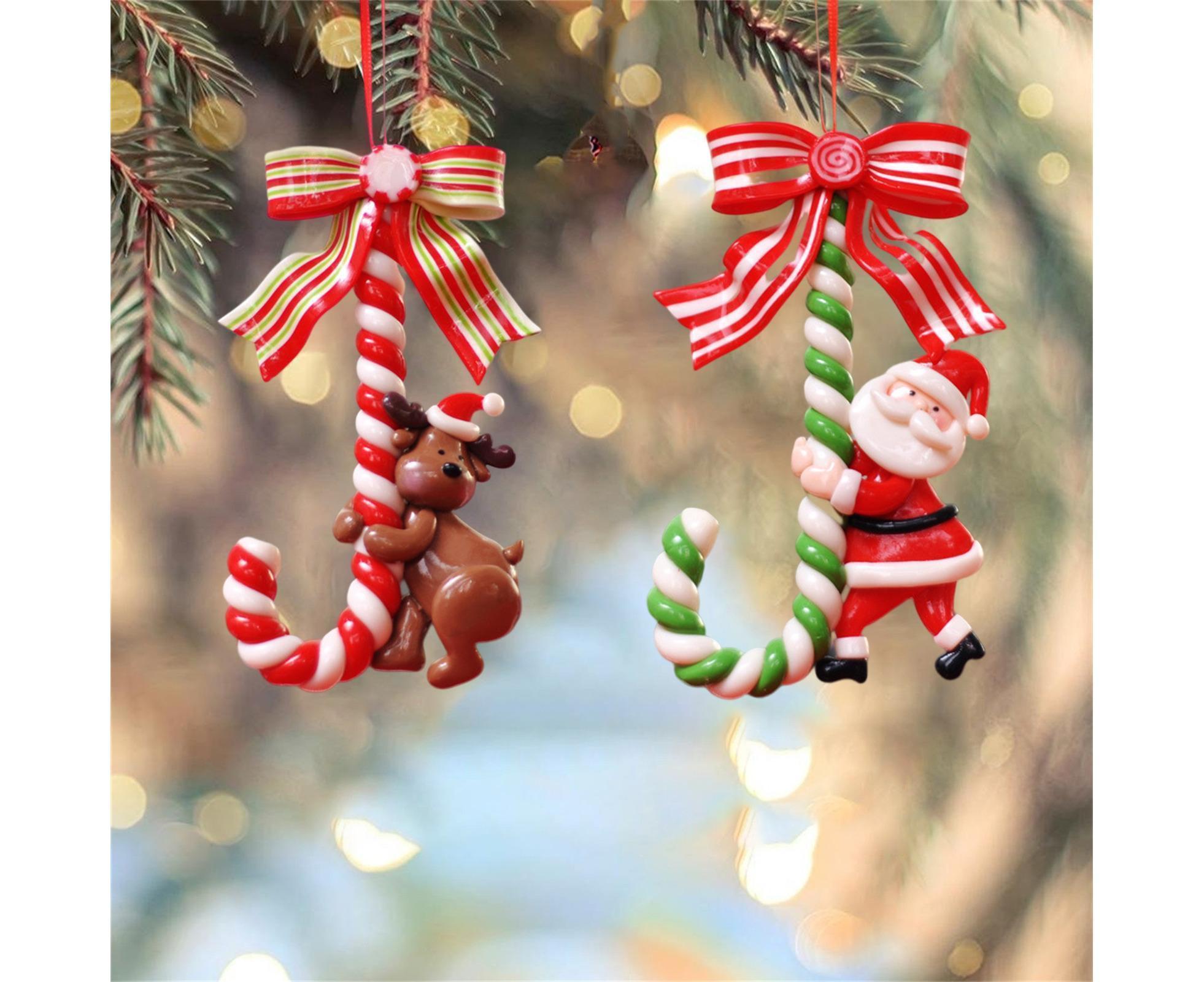 3Pcs Xmas Tree Pendant Candy Cane Crafts Soft Clay - Image 4
