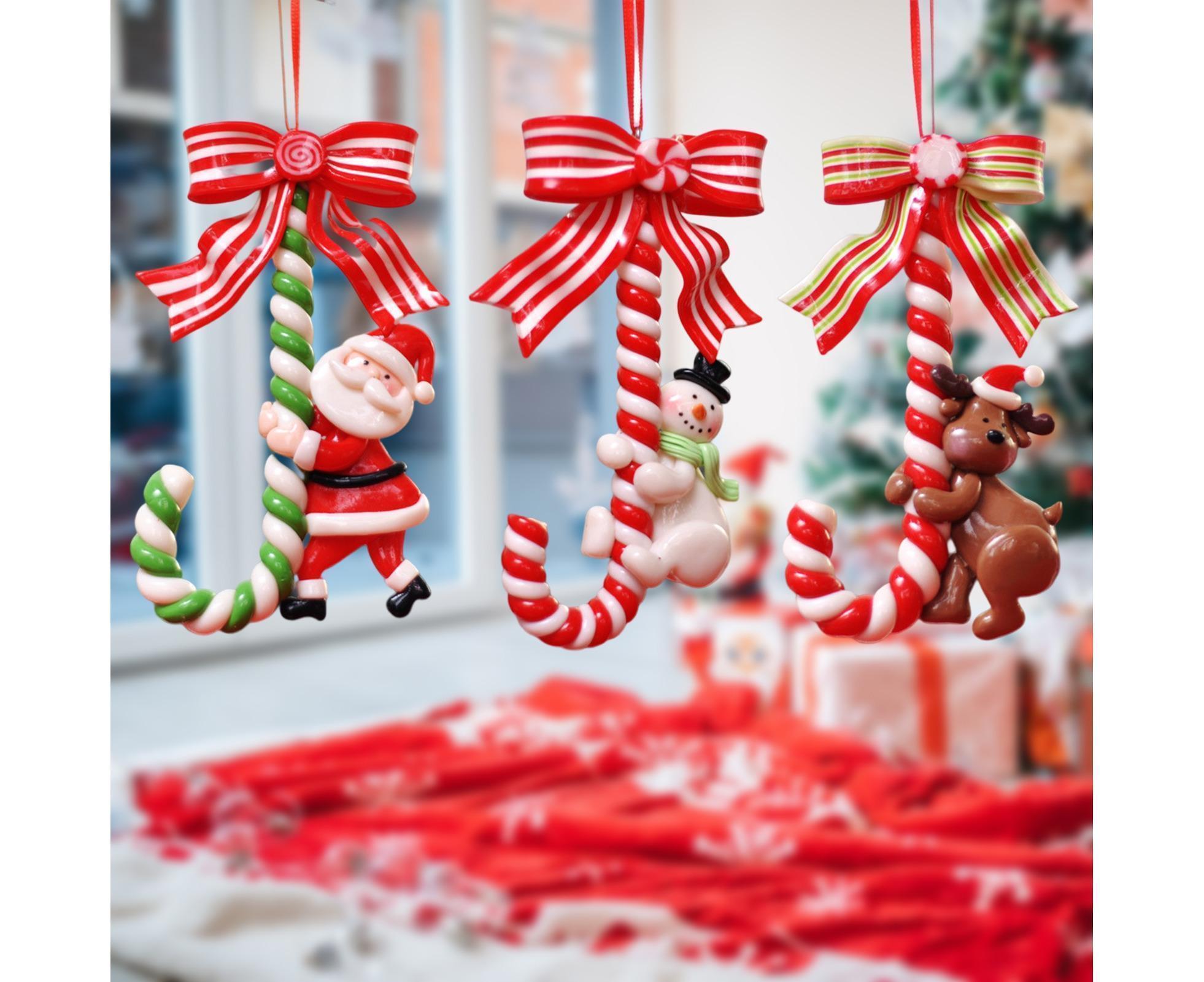 3Pcs Xmas Tree Pendant Candy Cane Crafts Soft Clay - Image 8