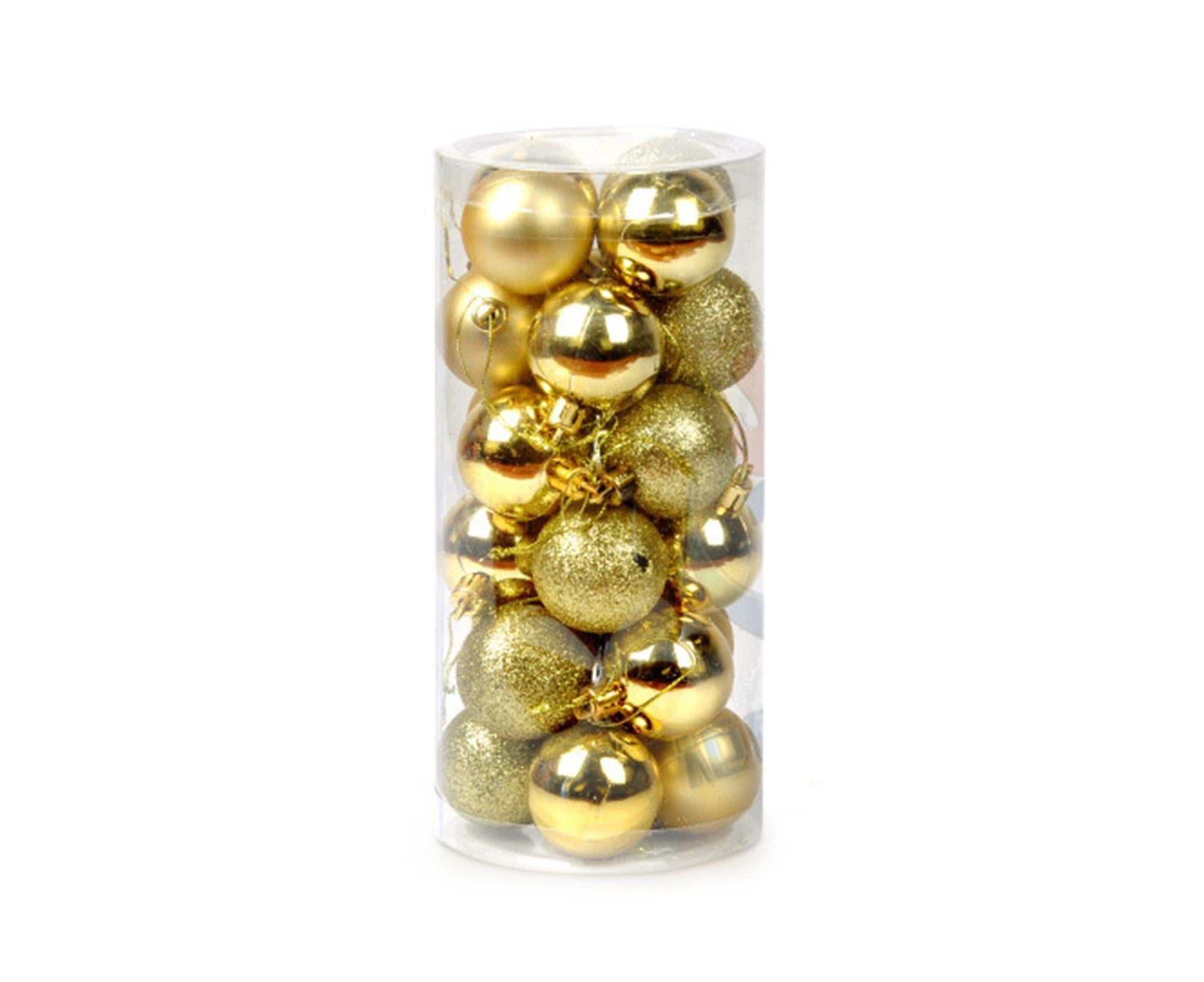 24Pcs Christmas Balls Glitter Anti-fade Plastic Christmas Tree Decor Balls for Home-Golden 4cm - Image 1
