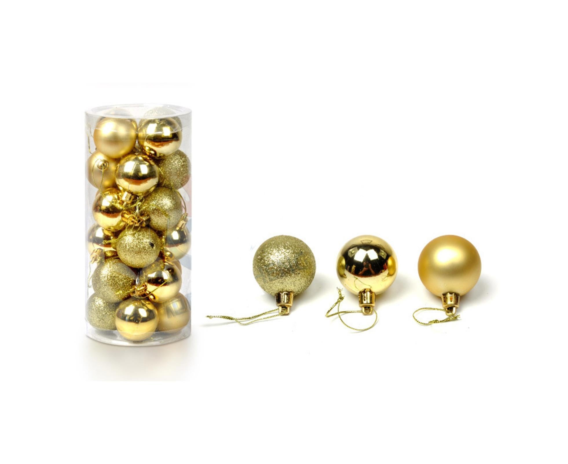 24Pcs Christmas Balls Glitter Anti-fade Plastic Christmas Tree Decor Balls for Home-Golden 4cm - Image 2