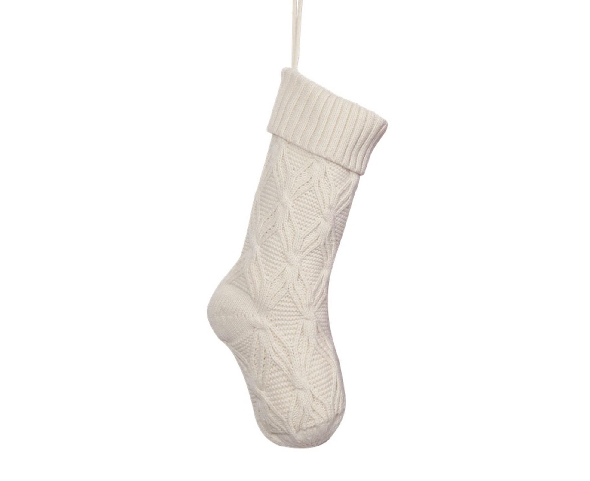 1Pc Xmas Stockings Knitted Hanging Socks-Ivory - Image 2