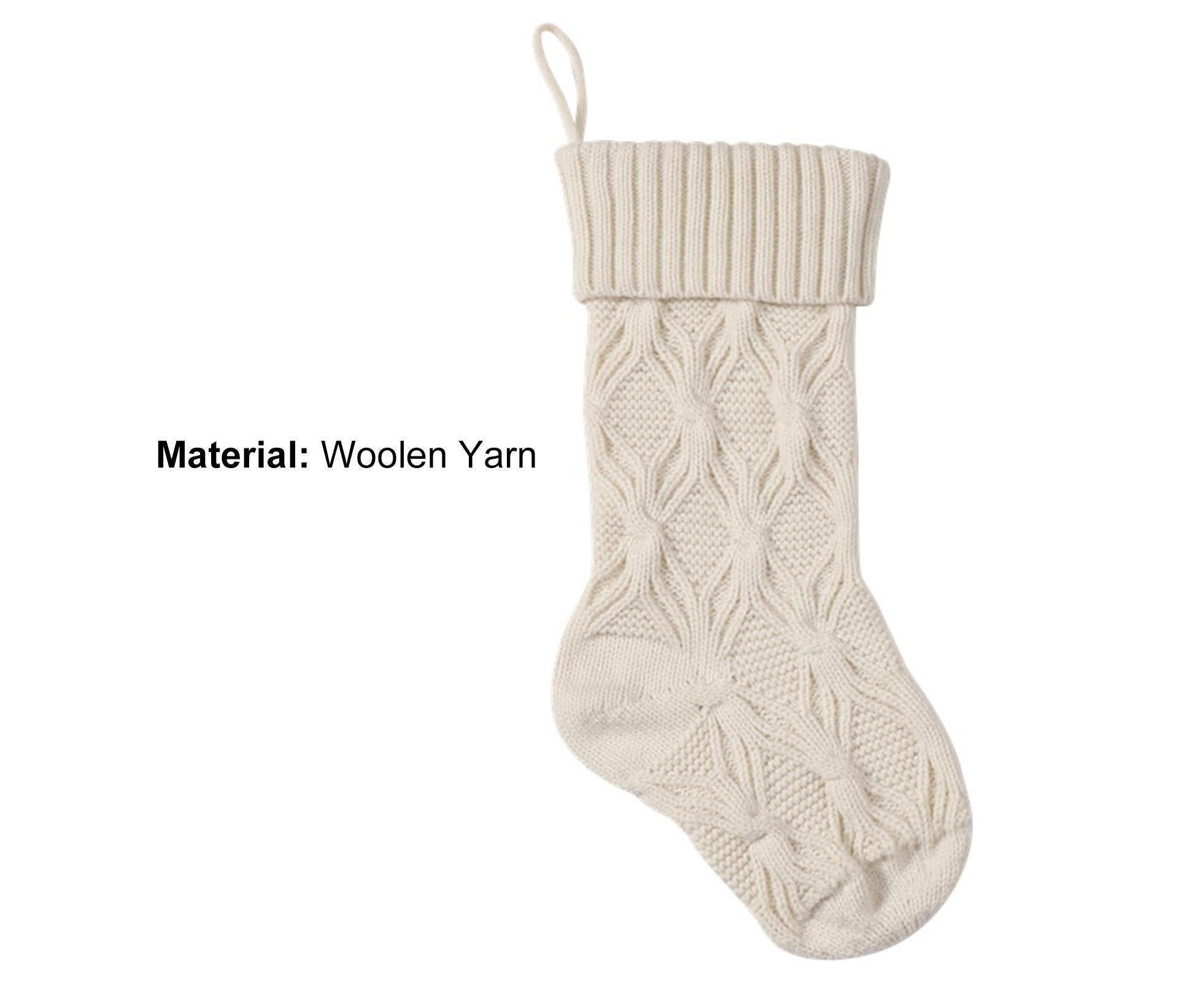 1Pc Xmas Stockings Knitted Hanging Socks-Ivory - Image 3