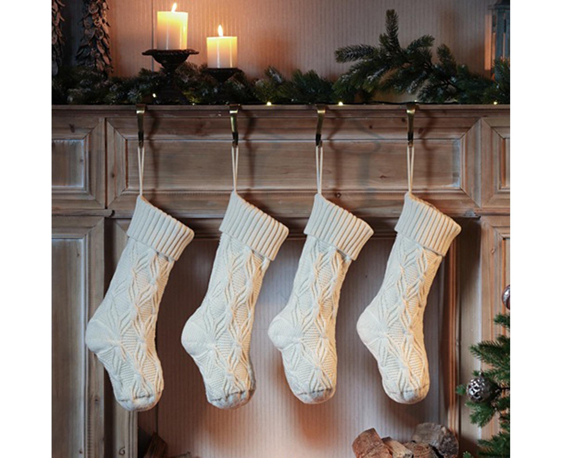1Pc Xmas Stockings Knitted Hanging Socks-Ivory - Image 4
