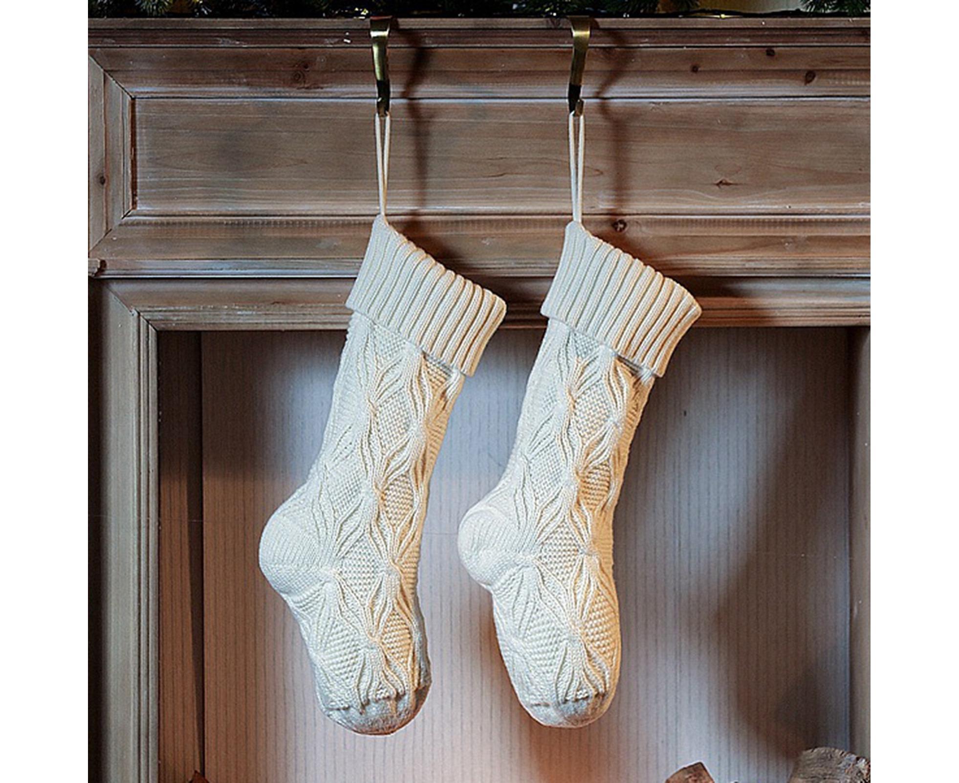 1Pc Xmas Stockings Knitted Hanging Socks-Ivory - Image 5