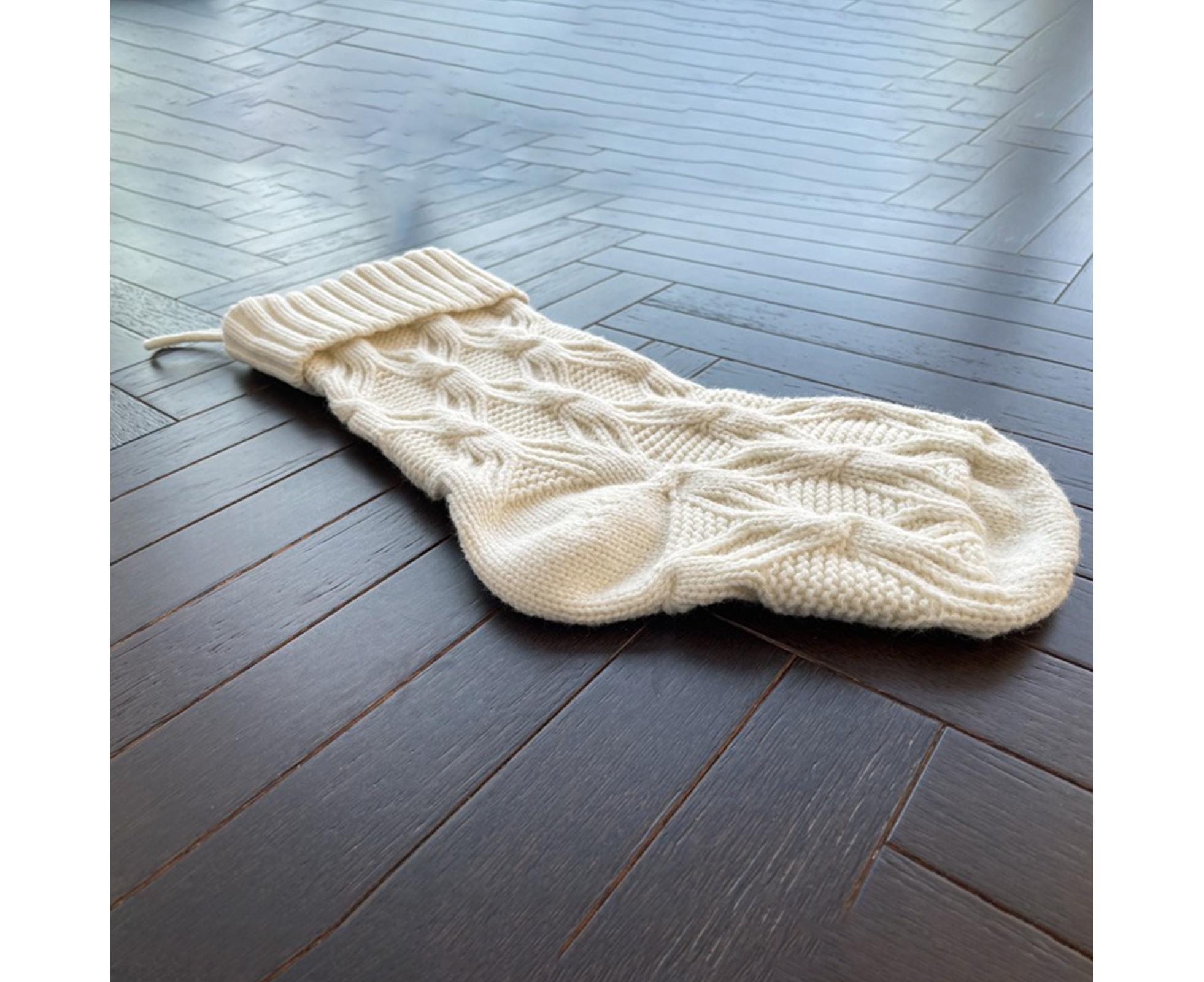 1Pc Xmas Stockings Knitted Hanging Socks-Ivory - Image 6