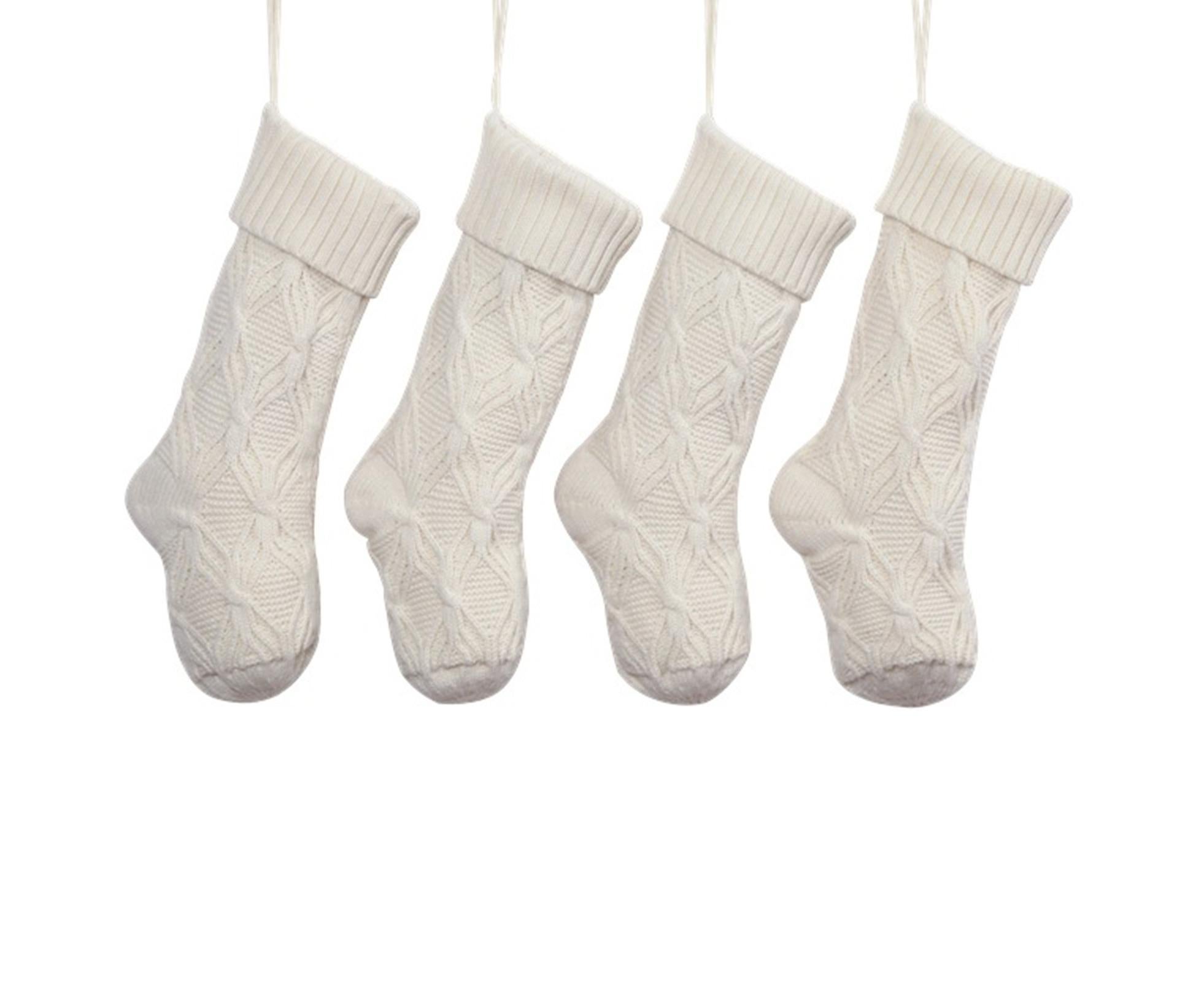 1Pc Xmas Stockings Knitted Hanging Socks-Ivory - Image 8