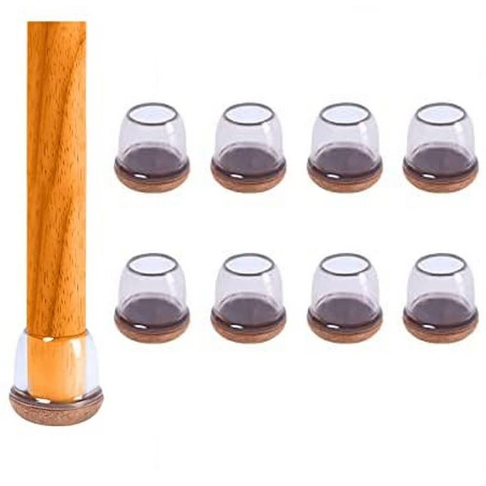16pcs Silicone Chair Leg Floor Protectors Furniture Leg Feet Cup for Hardwood Floors with Wrapped Felt -Round transparent - Image 2