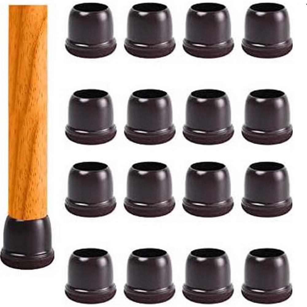 16pcs Silicone Chair Leg Floor Protectors Furniture Leg Feet Cup for Hardwood Floors with Wrapped Felt -Round brown - Image 1