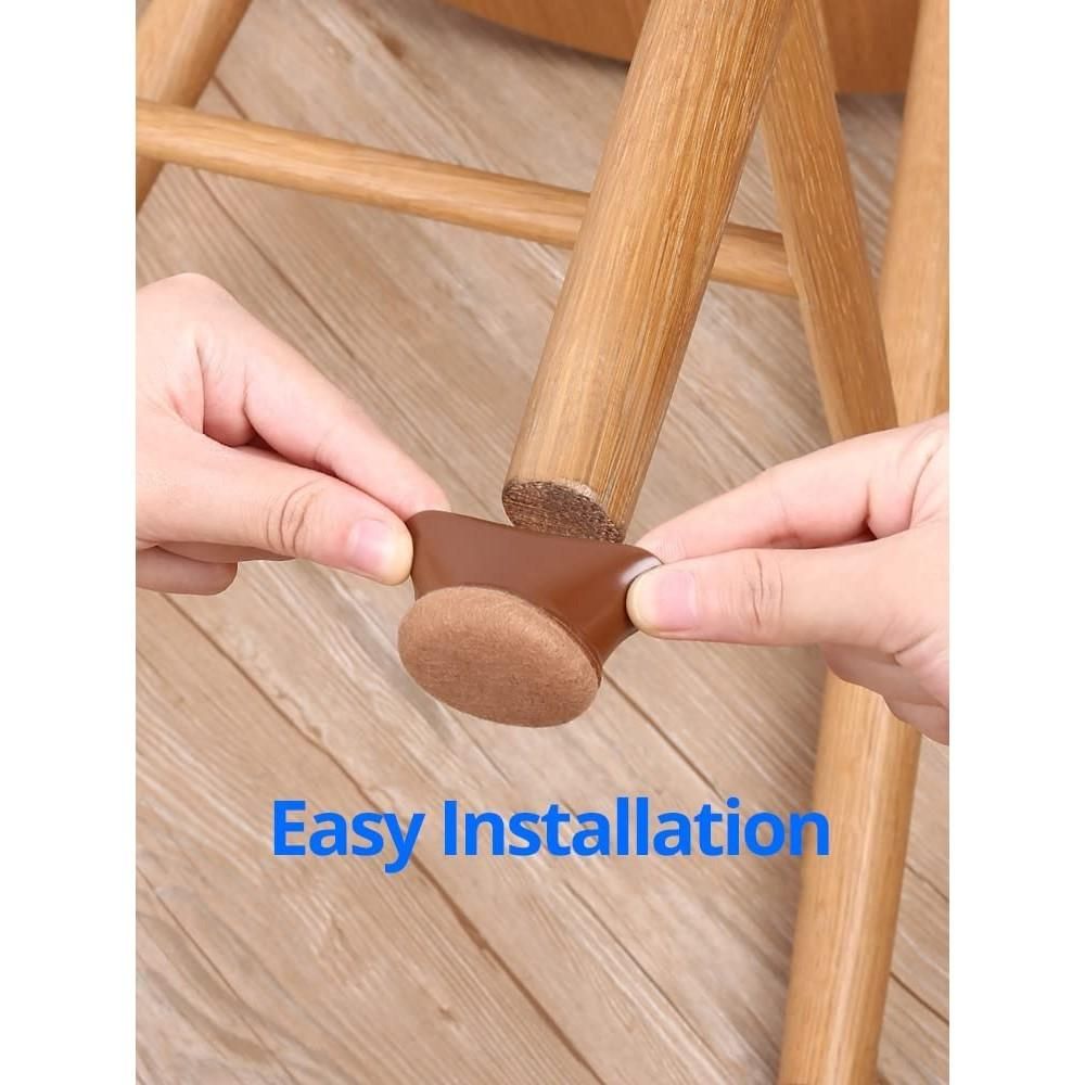 16pcs Silicone Chair Leg Floor Protectors Furniture Leg Feet Cup for Hardwood Floors with Wrapped Felt -Round brown - Image 6