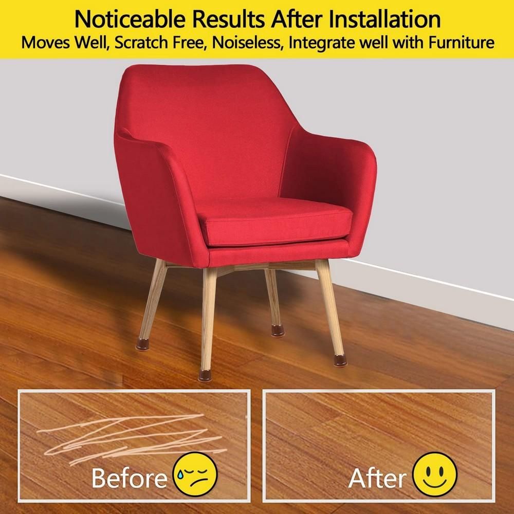 16pcs Silicone Chair Leg Floor Protectors Furniture Leg Feet Cup for Hardwood Floors with Wrapped Felt -Round brown - Image 7
