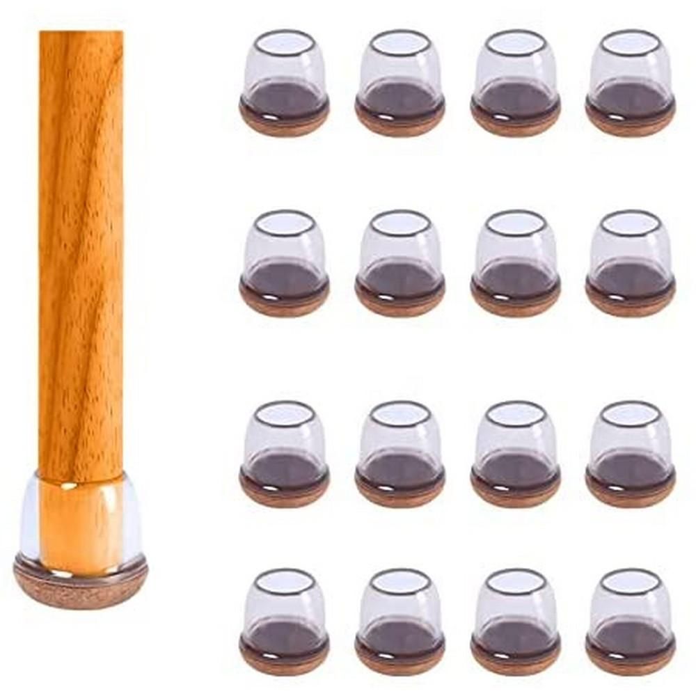 16pcs Silicone Chair Leg Floor Protectors Furniture Leg Feet Cup for Hardwood Floors with Wrapped Felt -Round brown - Image 8