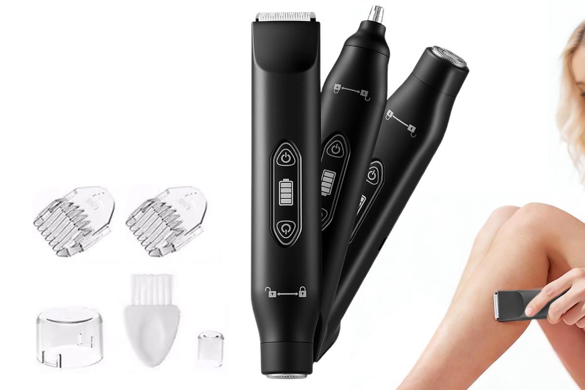 3-in-1 Electric Shaver Nose Hair Trimmer for Face Body Bikini Underarm and Legs - Black - Image 1