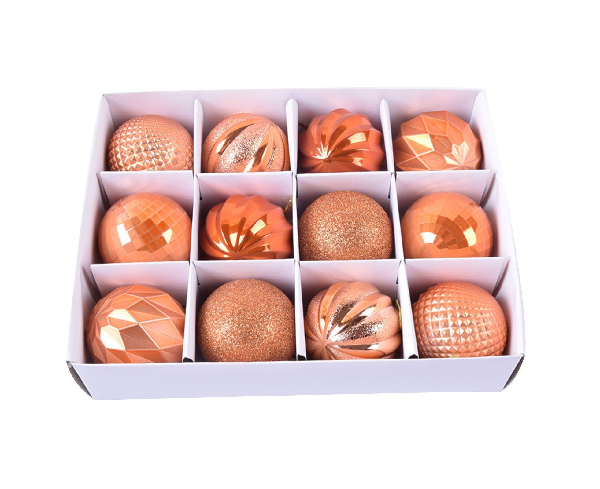 12Pcs Xmas Tree Decorative Ball Hanging Pendant Home Ornaments New Year Gift-Antique Brass - Image 1