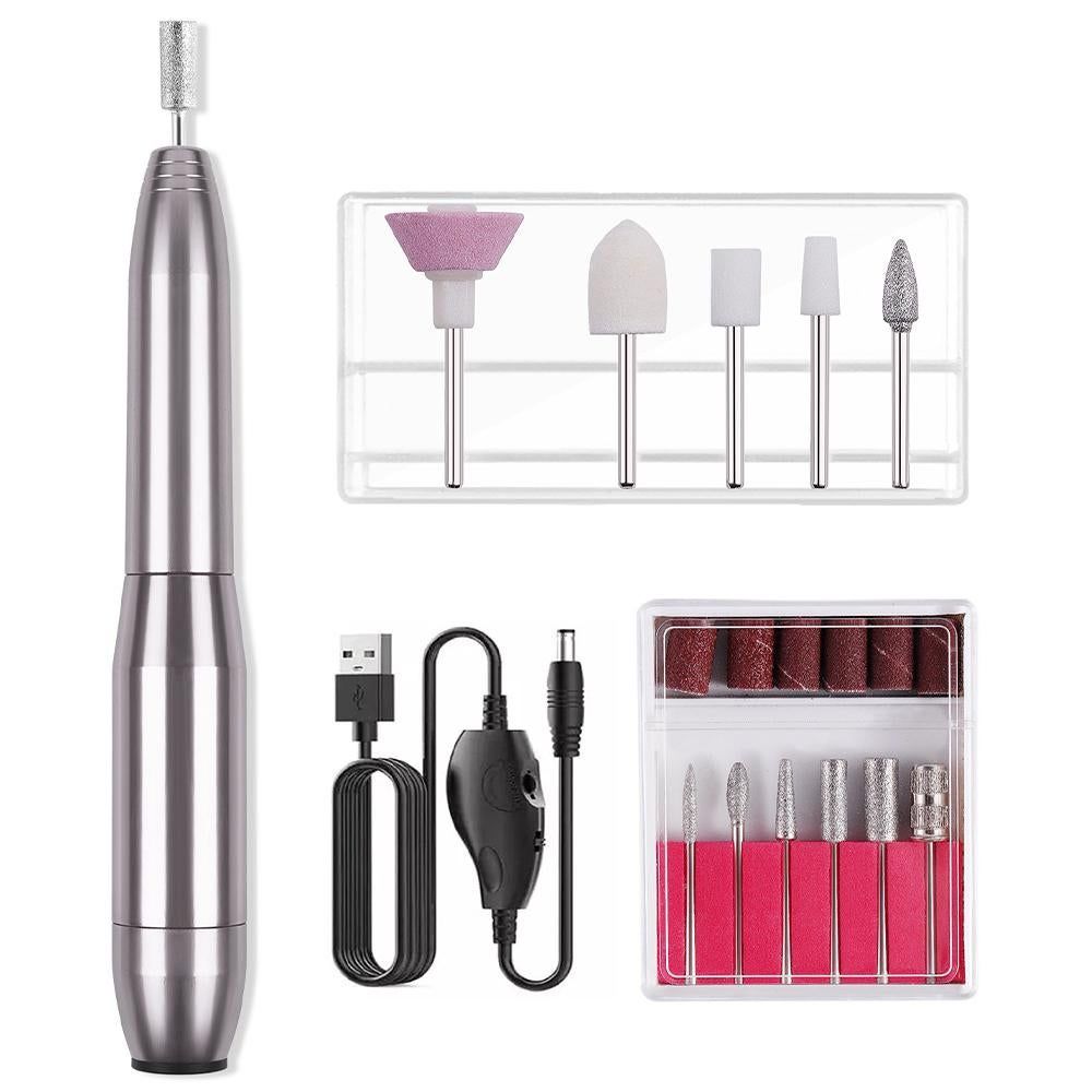 Electric Nail Drill Kit Cordless Nail Drill Portable USB Rechargeable Manicure Pedicure Tools for Acrylic Gel Nails -Gold - Image 8