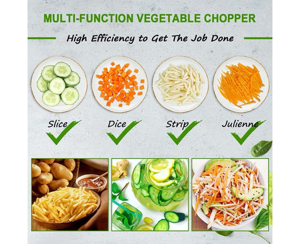 4 in 1 Multifunctional Kitchen Chopping Artifact Vegetable Slicer Food Chopper Green - Image 4