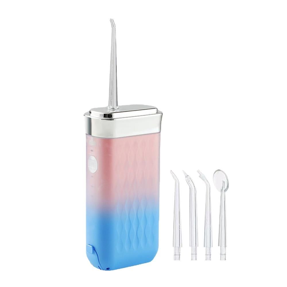 Mini Portable Oral Irrigator Rechargeable Water Dental Flosser With Stretchable Water Tan -Pink - Image 1