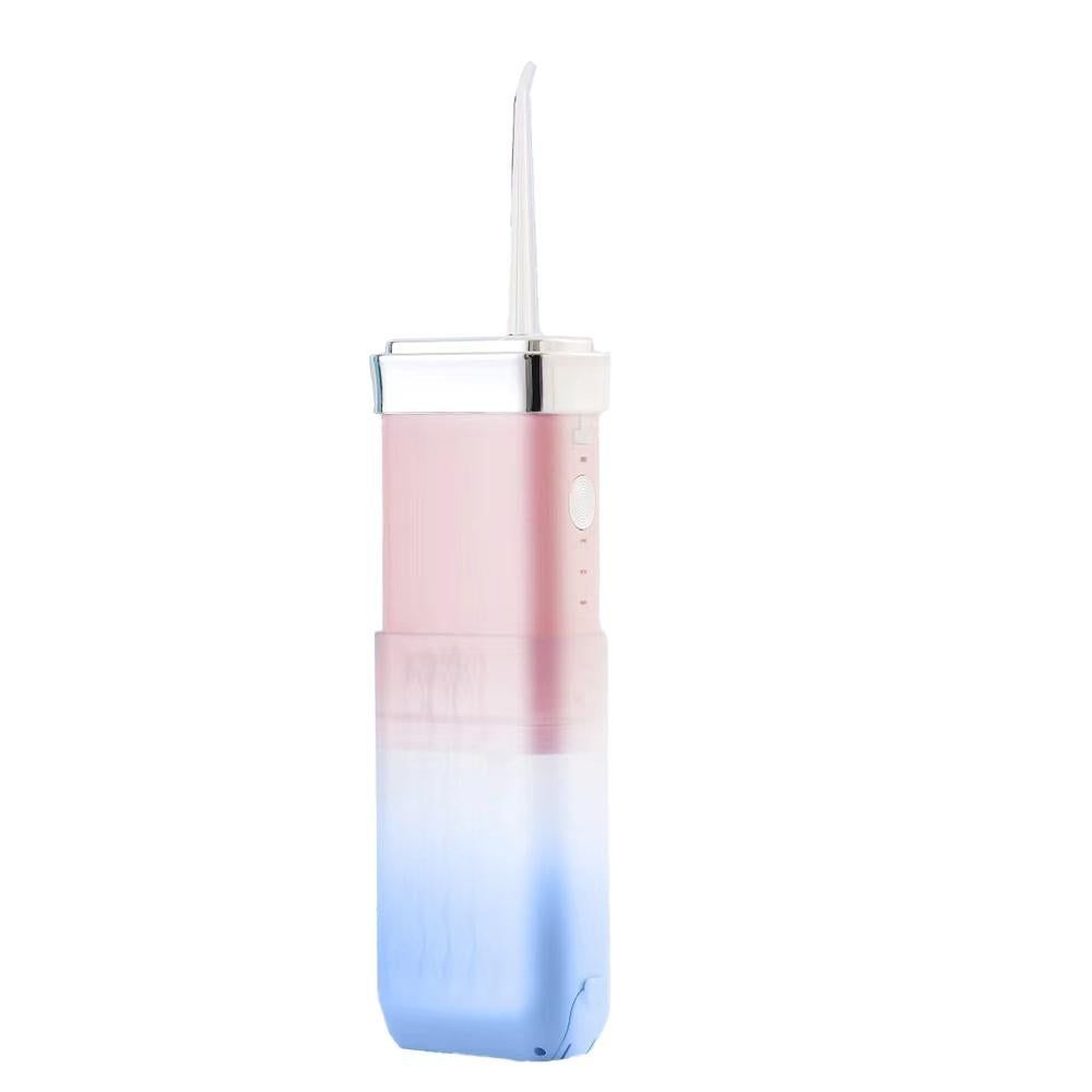 Mini Portable Oral Irrigator Rechargeable Water Dental Flosser With Stretchable Water Tan -Pink - Image 4