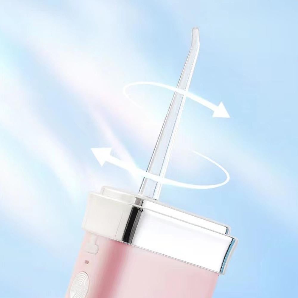 Mini Portable Oral Irrigator Rechargeable Water Dental Flosser With Stretchable Water Tan -Pink - Image 5