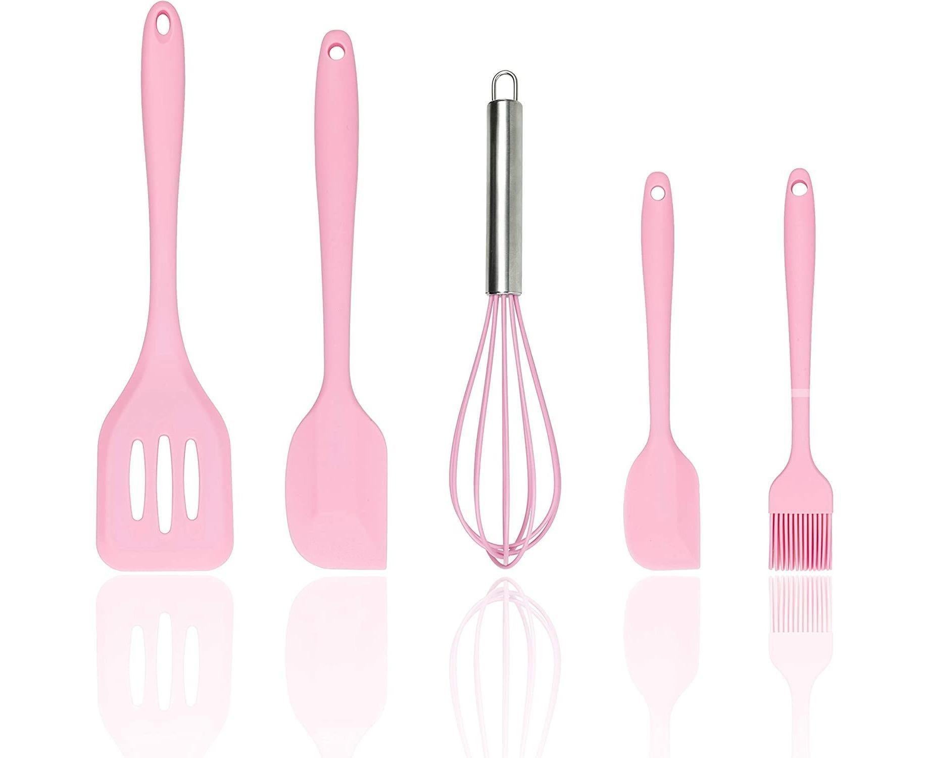 Silicone Baking Utensils Set - Heat-Resistant - Pink - Image 1