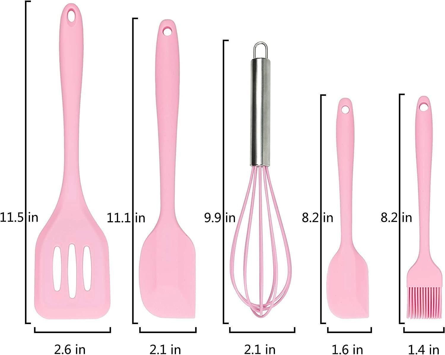 Silicone Baking Utensils Set - Heat-Resistant - Pink - Image 2