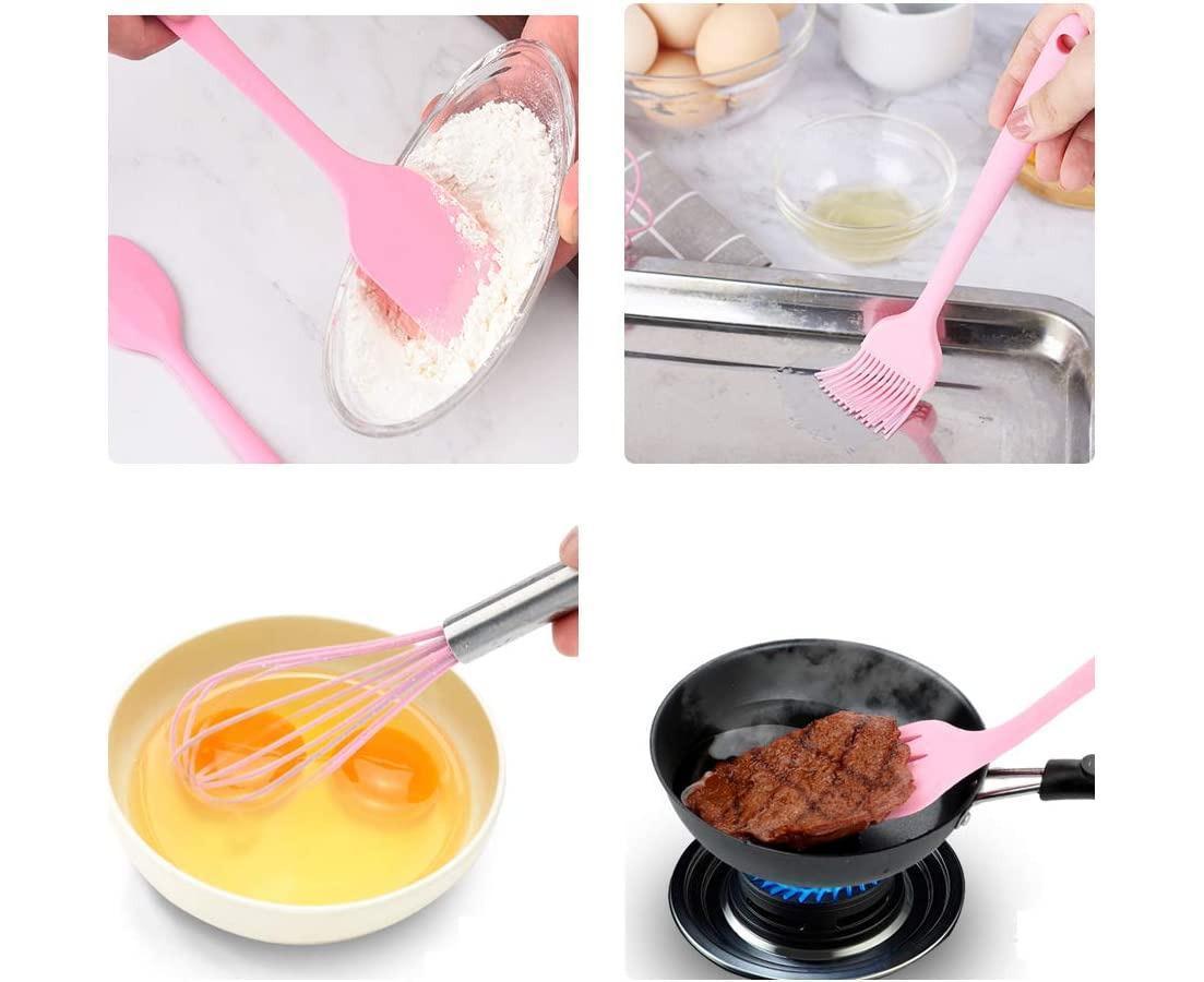 Silicone Baking Utensils Set - Heat-Resistant - Pink - Image 4