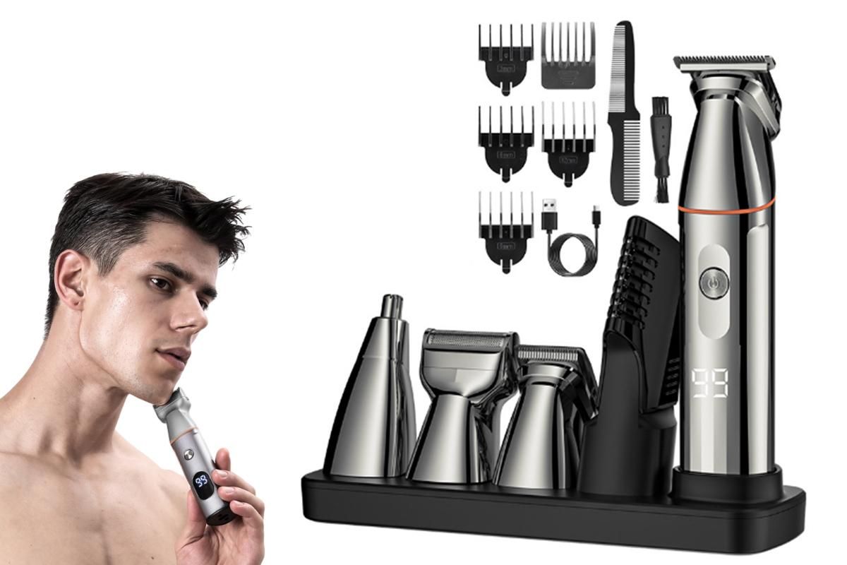 Professional Hair Clippers Trimmer Kit Washable Electric Razor Hair Trimmer For Men-Silver - Image 1