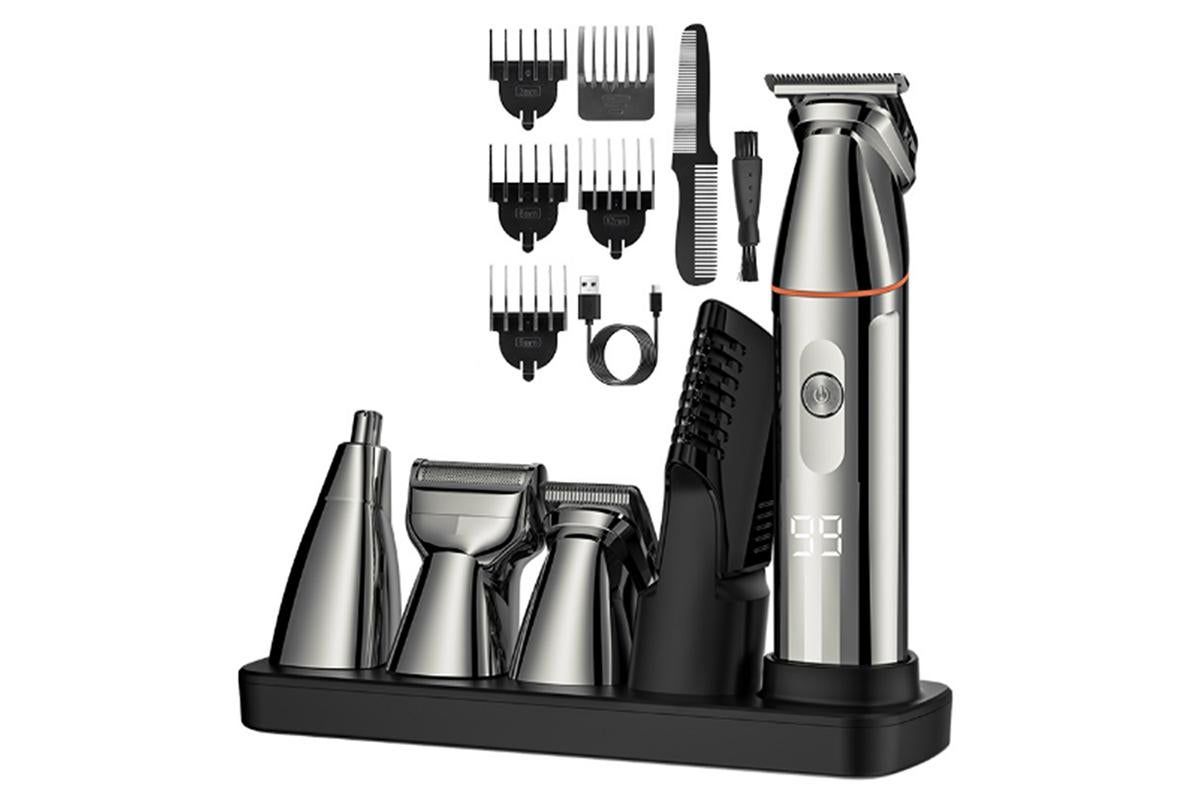 Professional Hair Clippers Trimmer Kit Washable Electric Razor Hair Trimmer For Men-Silver - Image 5