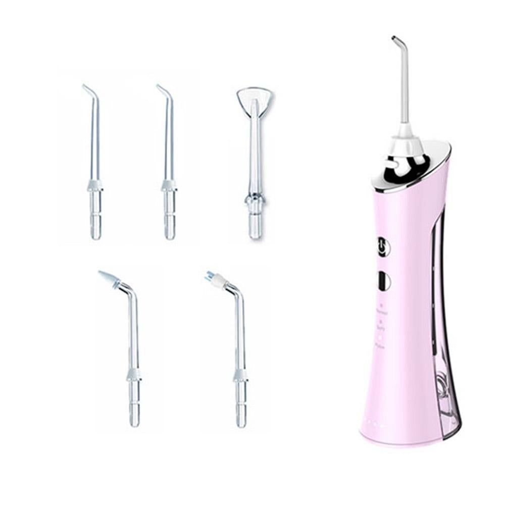 Water Dental Flosser Teeth Cleaner Rechargeable Water-resistant Cordless Water Dental Flosser for Home Travel -Pink - Image 1