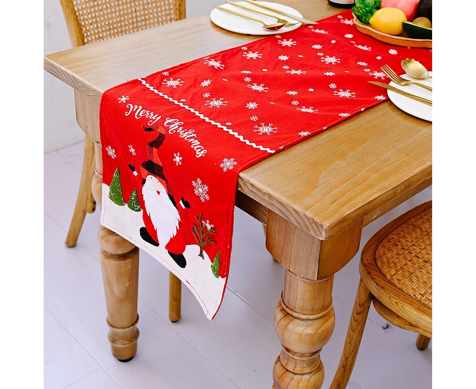Xmas Table Runner Santa Pattern Cover-Red Santa - Image 3