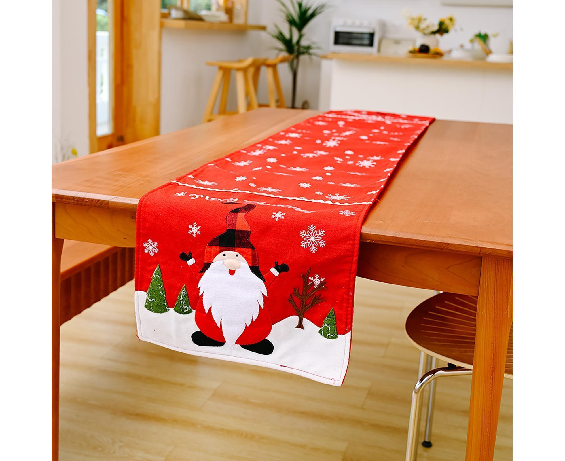 Xmas Table Runner Santa Pattern Cover-Red Santa - Image 4