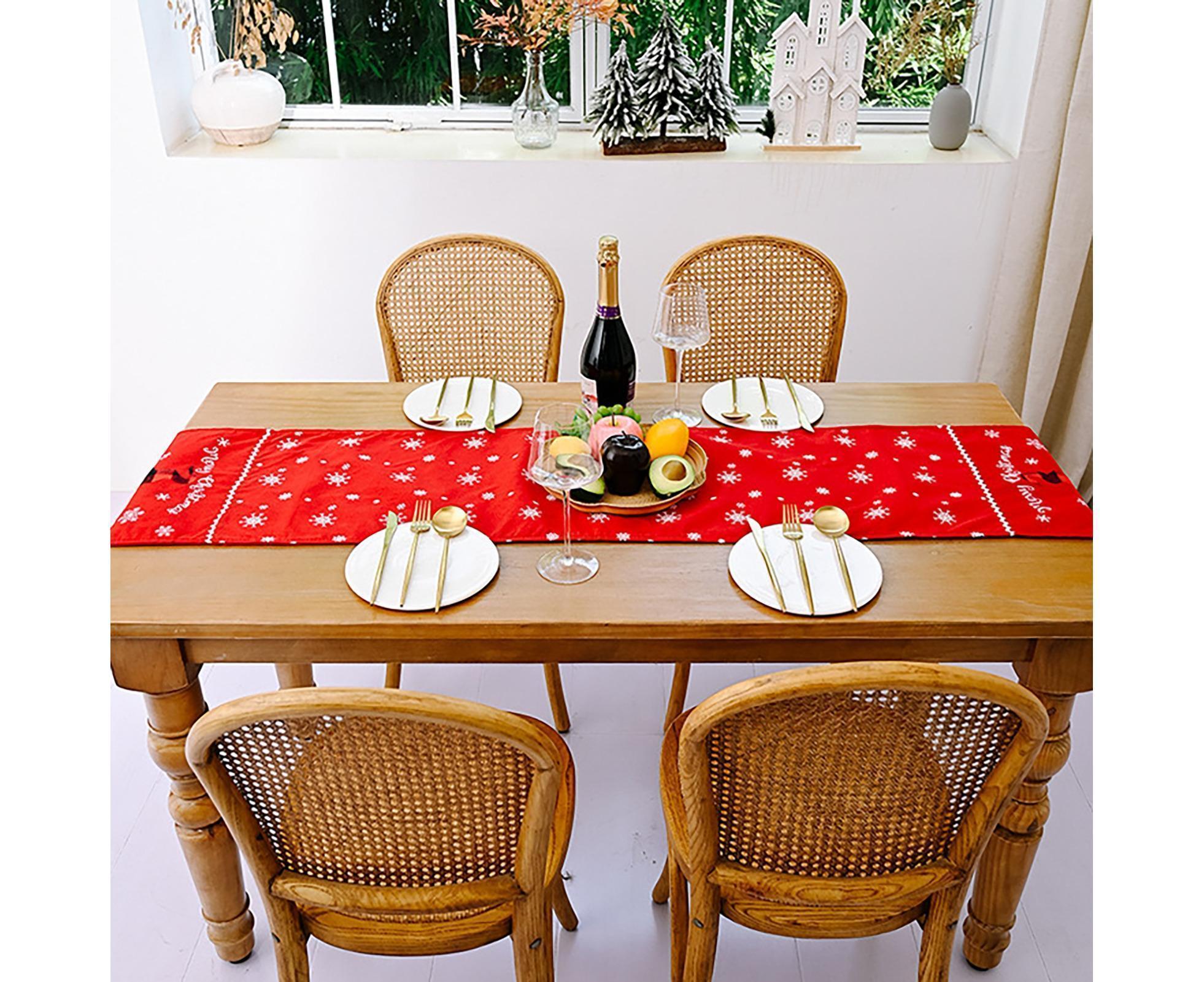 Xmas Table Runner Santa Pattern Cover-Red Santa - Image 5