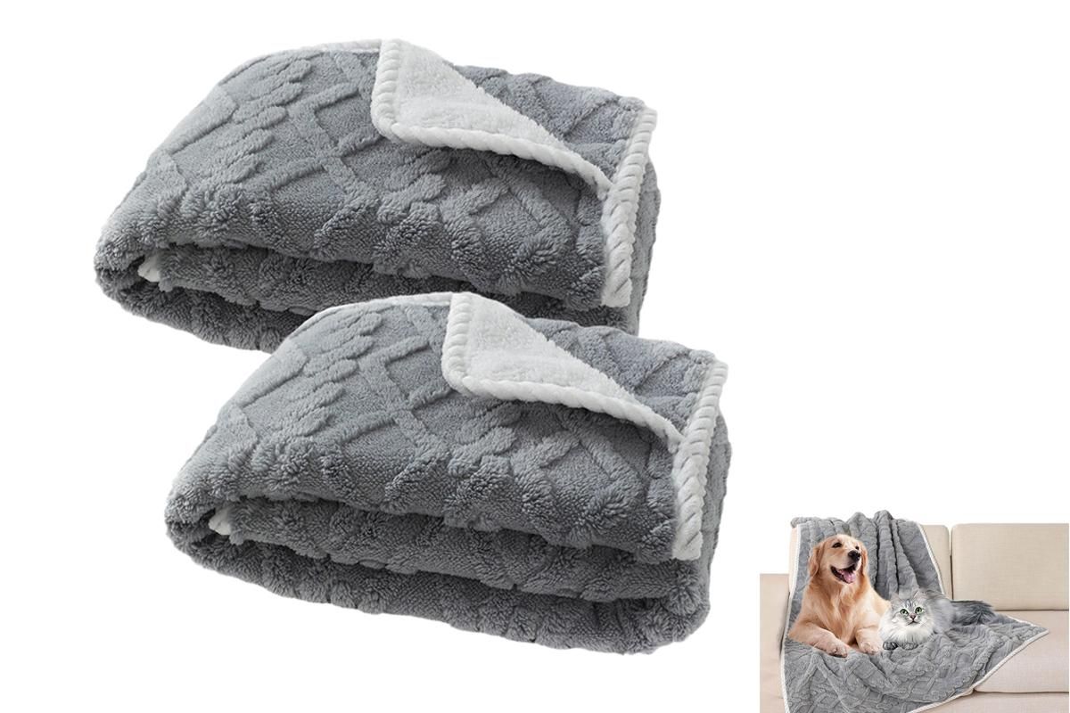 2pcs Pet Blanket for Couch Protection Water Resistance Cats Dogs Blanket for Furniture Protector-Grey S - Image 1