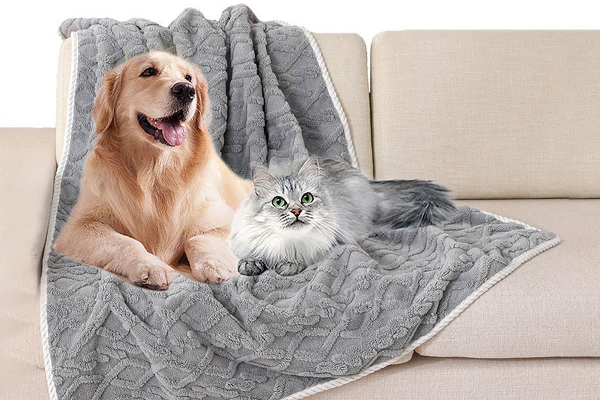 2pcs Pet Blanket for Couch Protection Water Resistance Cats Dogs Blanket for Furniture Protector-Grey M - Image 6