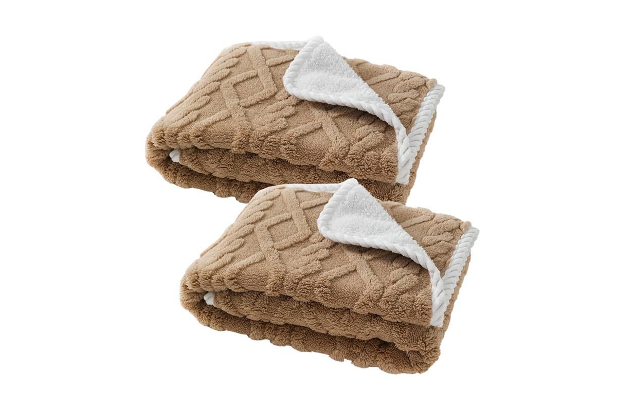 2pcs Pet Blanket for Couch Protection Water Resistance Cats Dogs Blanket for Furniture Protector-Khaki S - Image 2