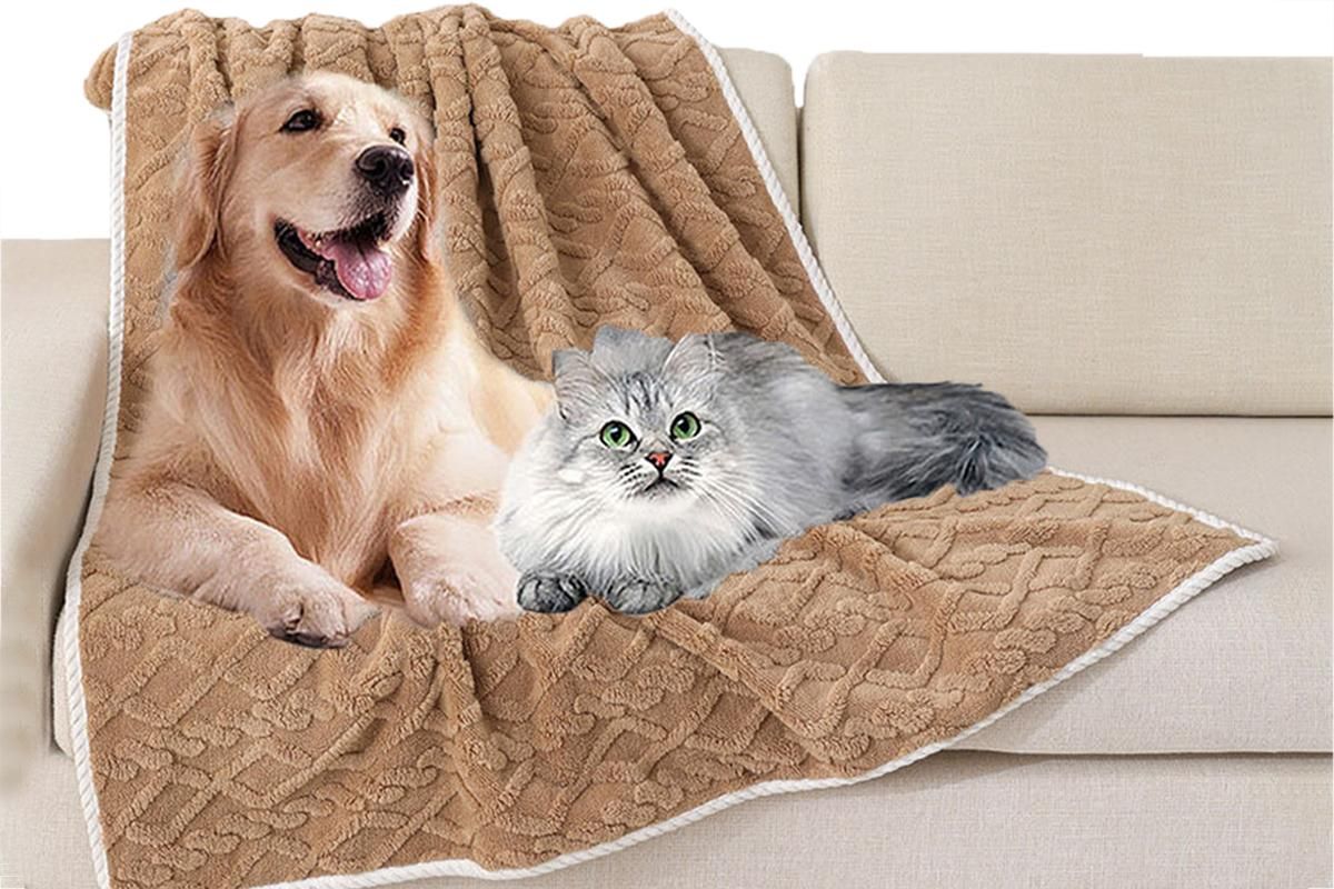 2pcs Pet Blanket for Couch Protection Water Resistance Cats Dogs Blanket for Furniture Protector-Khaki M - Image 5