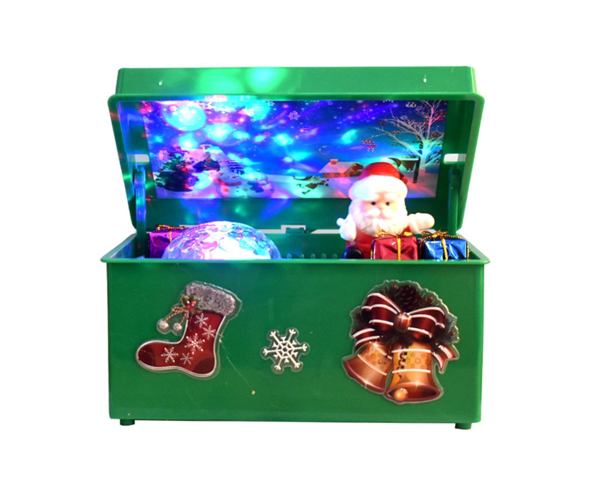 Christmas Style Music Box Beautiful Plastic Creative Santa Claus Decor LED Music Box for Party-Green - Image 2
