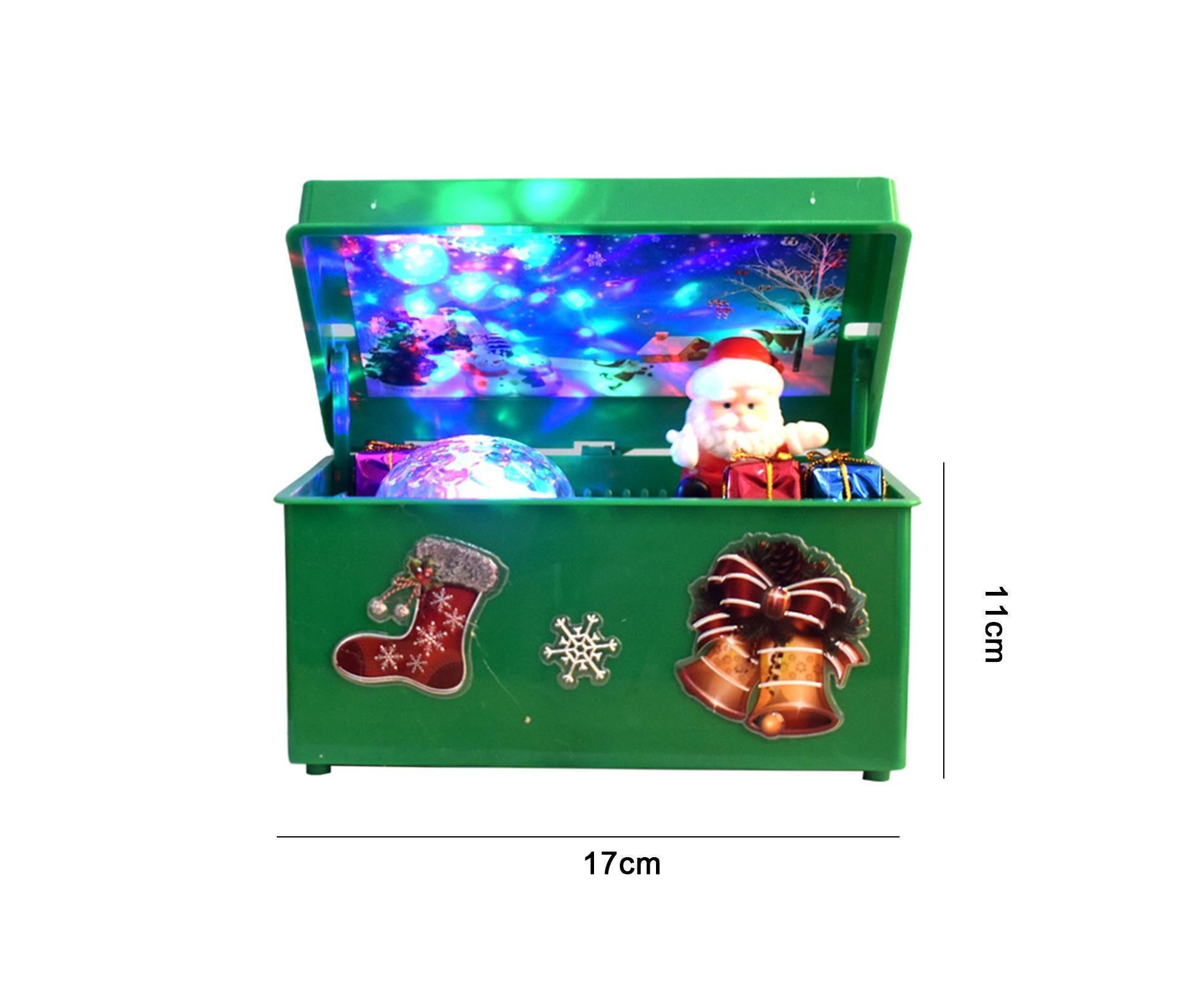 Christmas Style Music Box Beautiful Plastic Creative Santa Claus Decor LED Music Box for Party-Green - Image 3