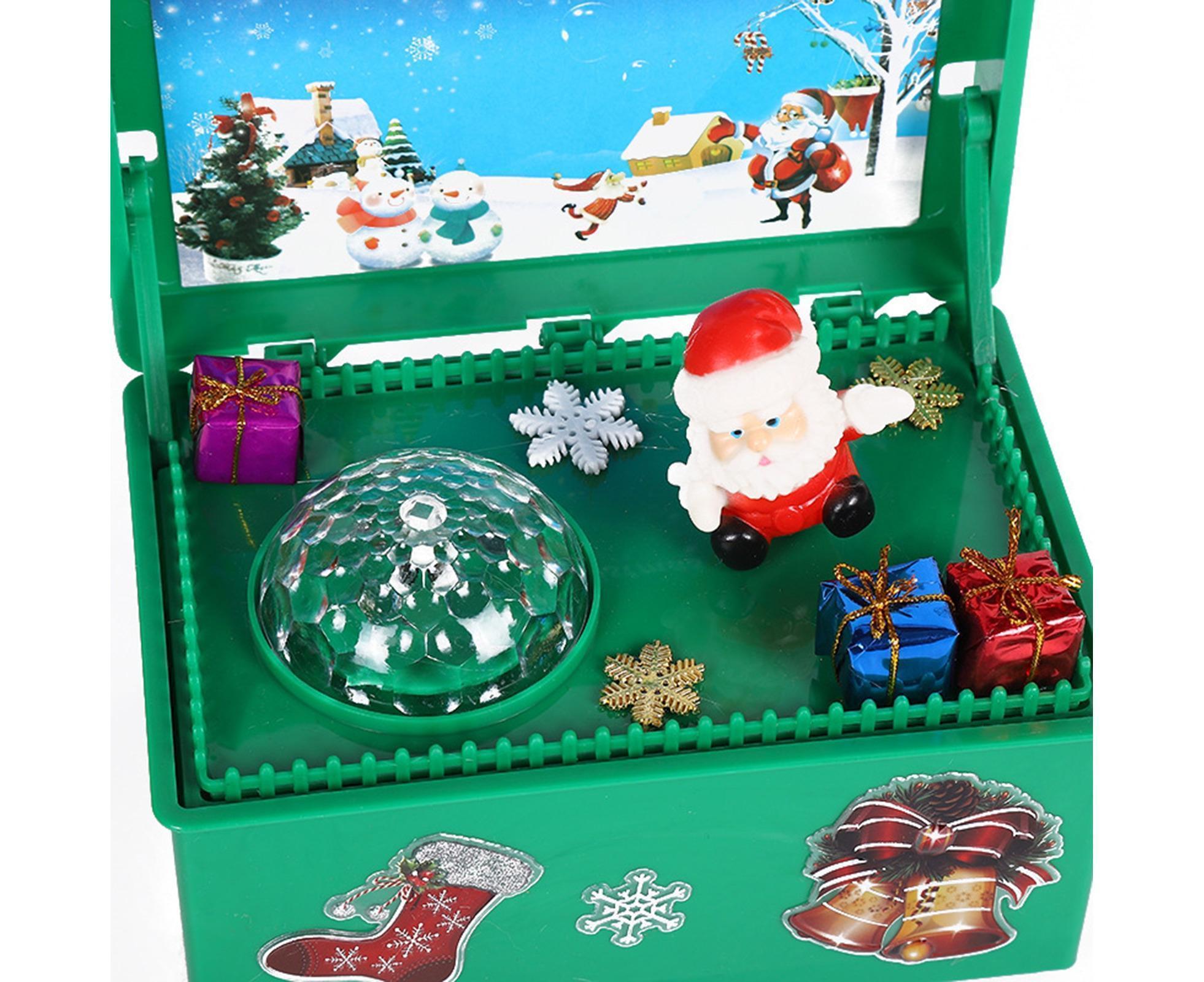 Christmas Style Music Box Beautiful Plastic Creative Santa Claus Decor LED Music Box for Party-Green - Image 5