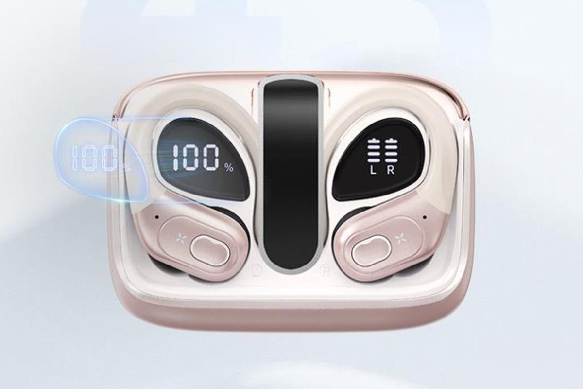 5.4 Bluetooth Earphones Wireless Earbuds Stereo Deep Bass Over Open-Ear Earphones-Rose Red - Image 6