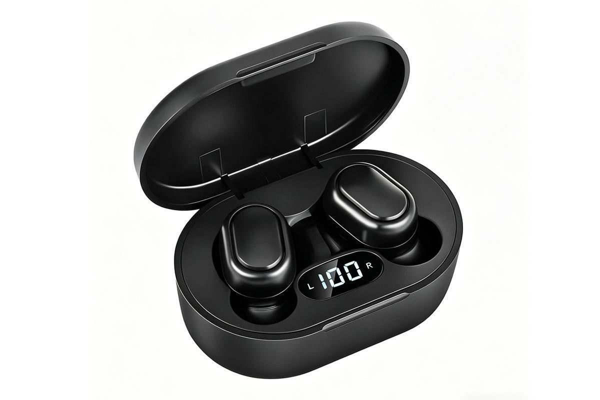 Bluetooth 5.1 Wireless Earbuds with LED Display IPX4 Waterproof Headphones-Black - Image 1