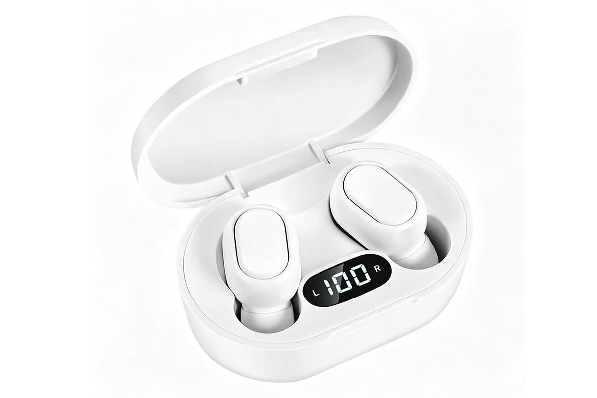 Bluetooth 5.1 Wireless Earbuds with LED Display IPX4 Waterproof Headphones-White - Image 1